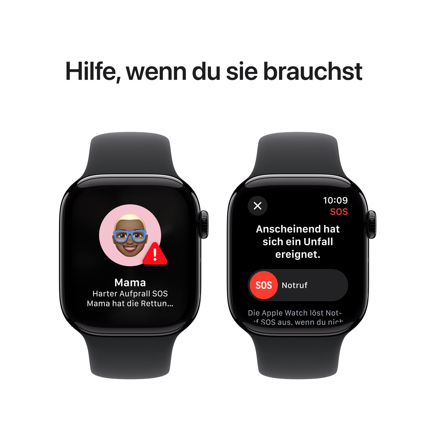 Apple Watch Series 10 GPS, Aluminium diamantschwarz, 42mm mit Sportarmband, schwarz - M/L