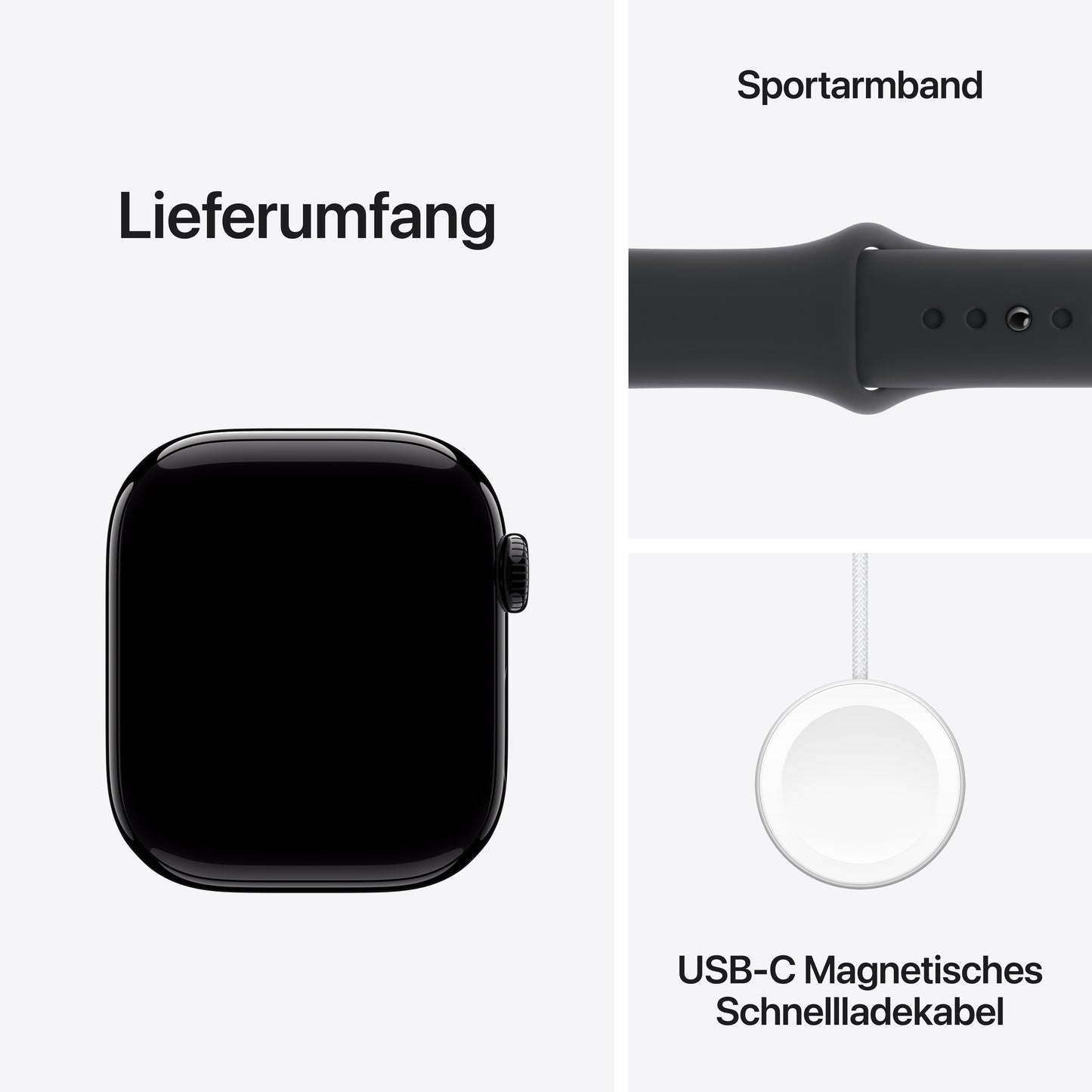 Apple Watch Series 10 GPS, Aluminium diamantschwarz, 42mm mit Sportarmband, schwarz - M/L