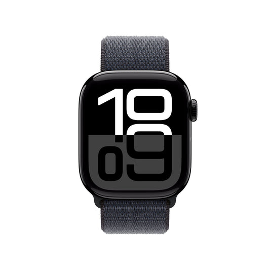 Apple Watch Series 10 GPS, Aluminium diamantschwarz, 42mm mit Sport-Loop, tinte