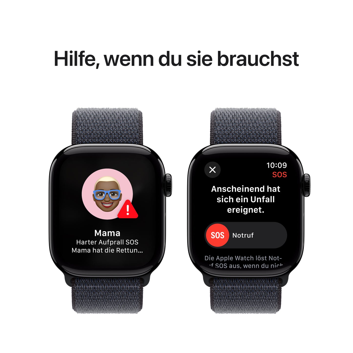 Apple Watch Series 10 GPS, Aluminium diamantschwarz, 42mm mit Sport-Loop, tinte