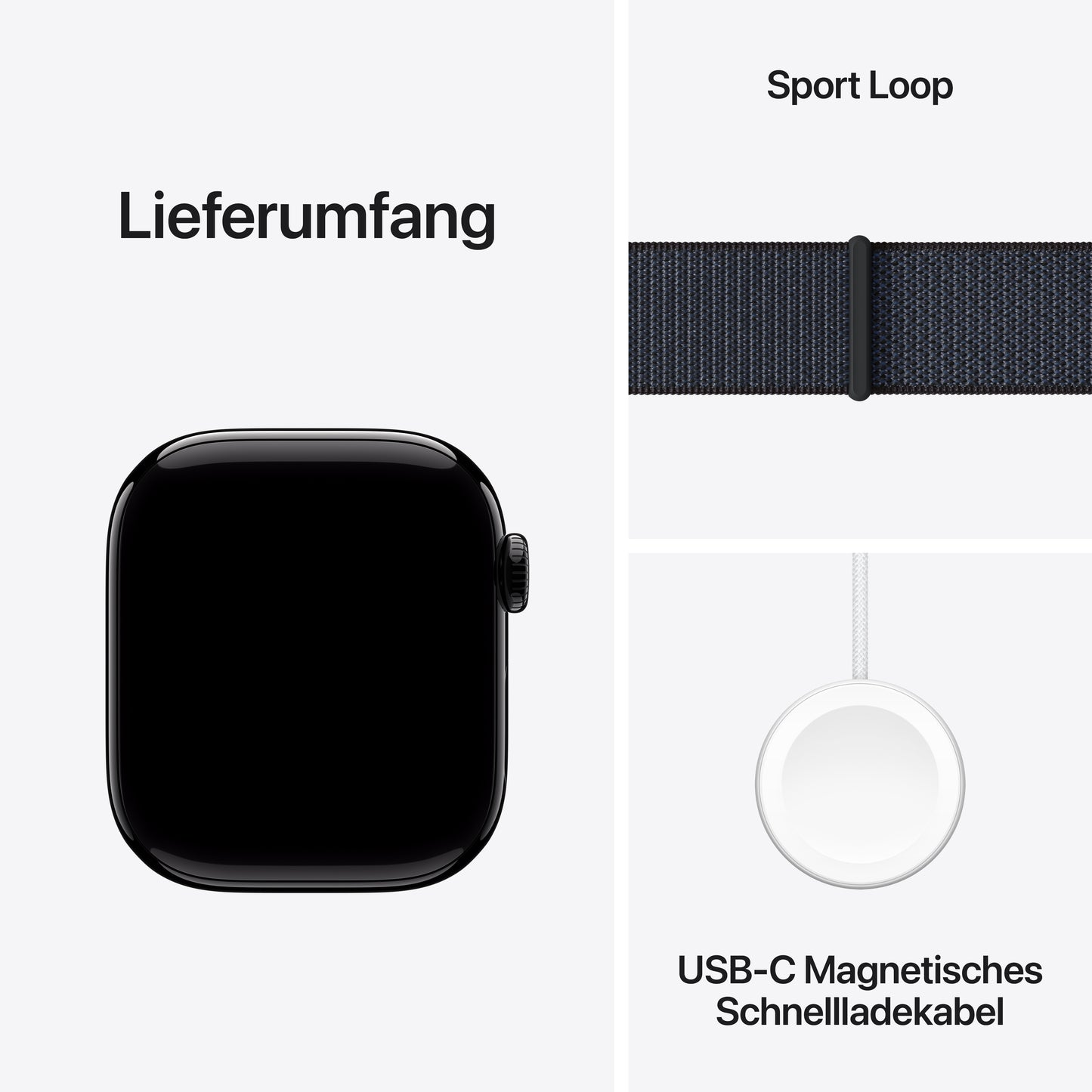 Apple Watch Series 10 GPS, Aluminium diamantschwarz, 42mm mit Sport-Loop, tinte