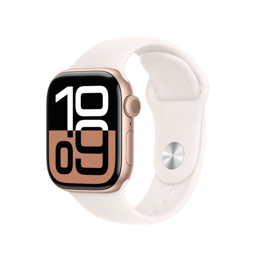 Apple Watch Series 10 GPS, Aluminium rosé, 42mm mit Sportarmband, hellrosa - S/M