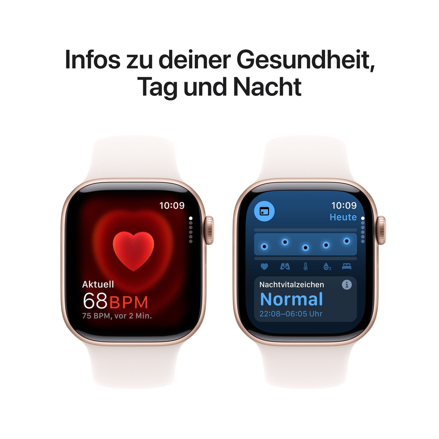 Apple Watch Series 10 GPS, Aluminium rosé, 42mm mit Sportarmband, hellrosa - S/M