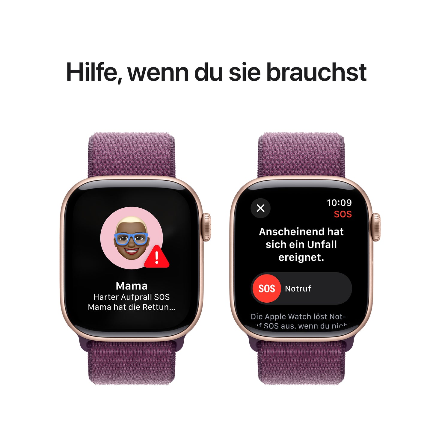 Apple Watch Series 10 GPS, Aluminium rosé, 42mm mit Sport-Loop, pflaume