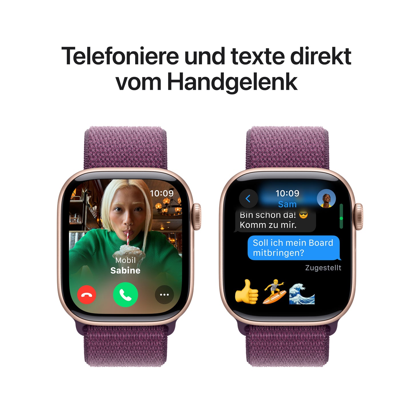 Apple Watch Series 10 GPS, Aluminium rosé, 42mm mit Sport-Loop, pflaume