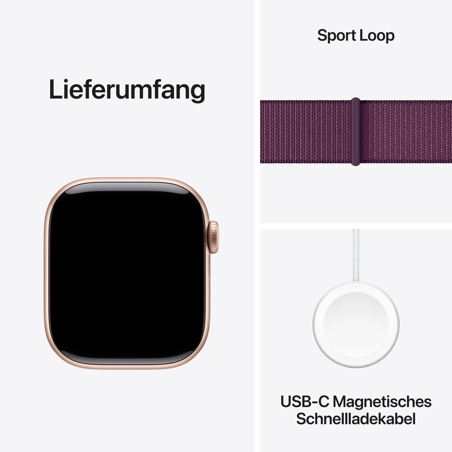 Apple Watch Series 10 GPS, Aluminium rosé, 42mm mit Sport-Loop, pflaume