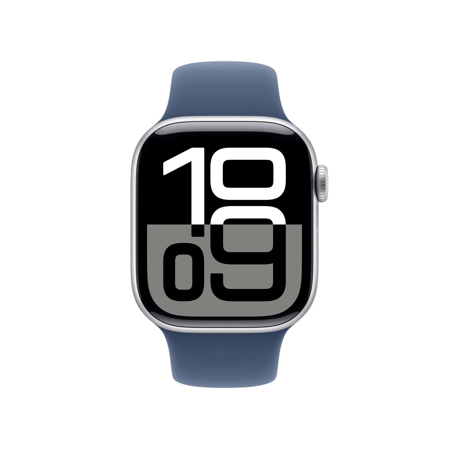Apple Watch Series 10 GPS, Aluminium silber, 42mm mit Sportarmband, denim - S/M