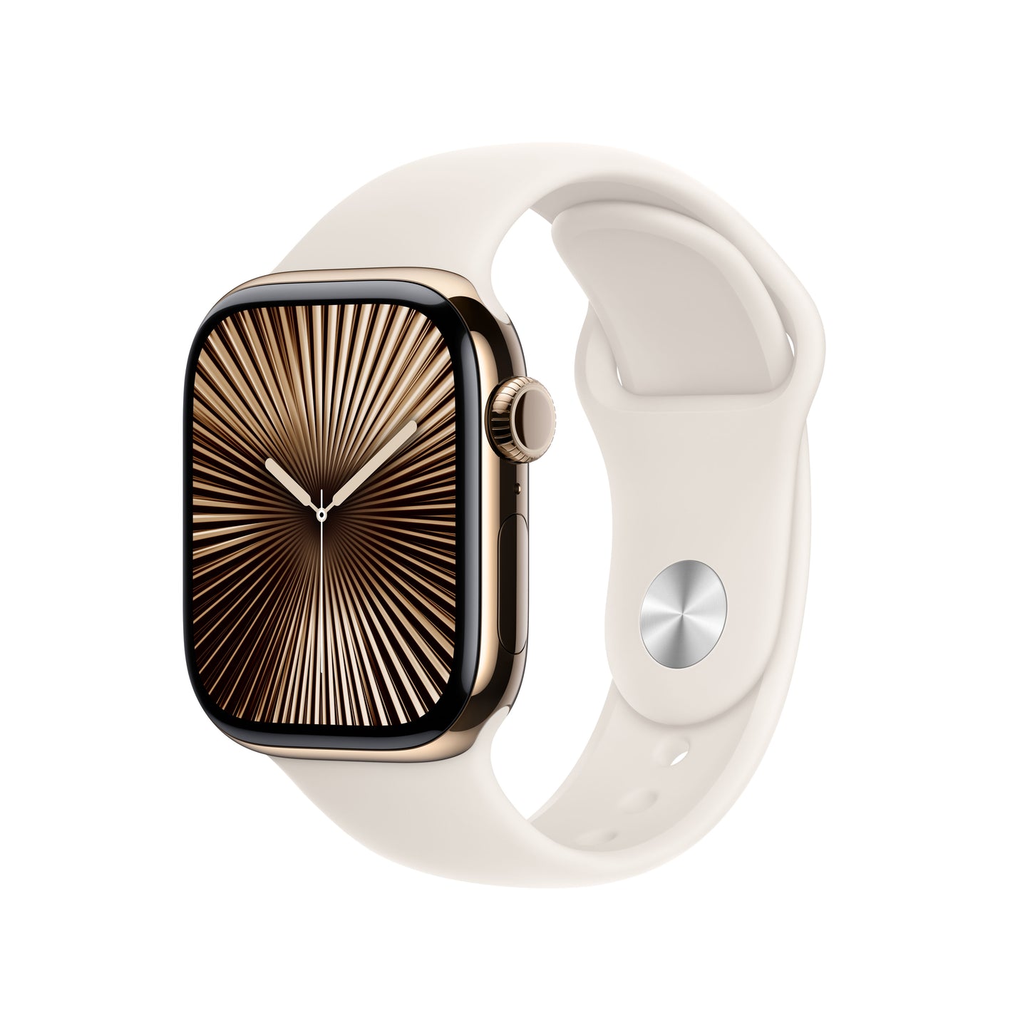 Apple Watch Series 10 GPS + Cellular, Titan gold, 42mm mit Sportarmband, polarstern - S/M