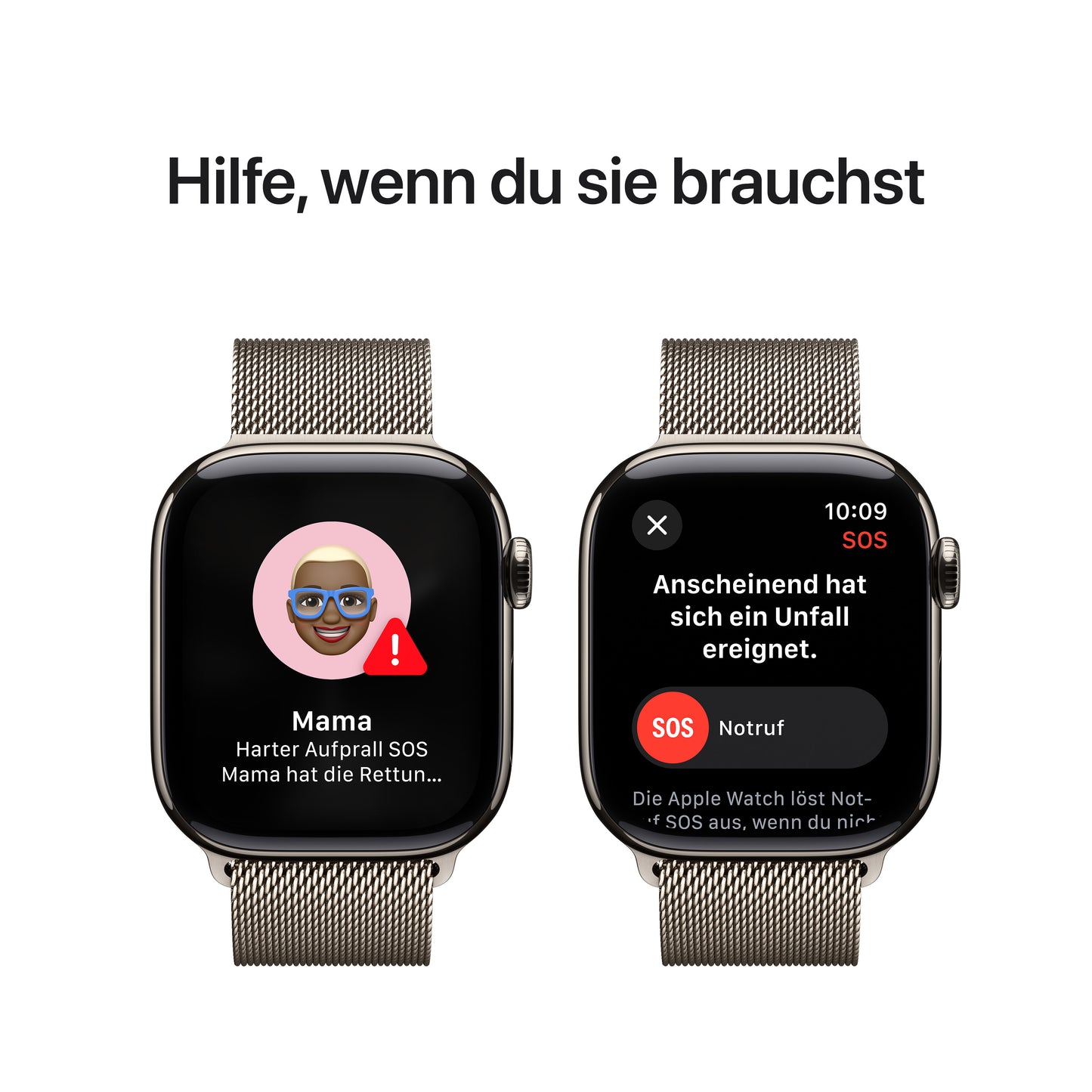 Apple Watch Series 10 GPS + Cellular, Titan natur, 42mm mit Milanaise-Armband, natur