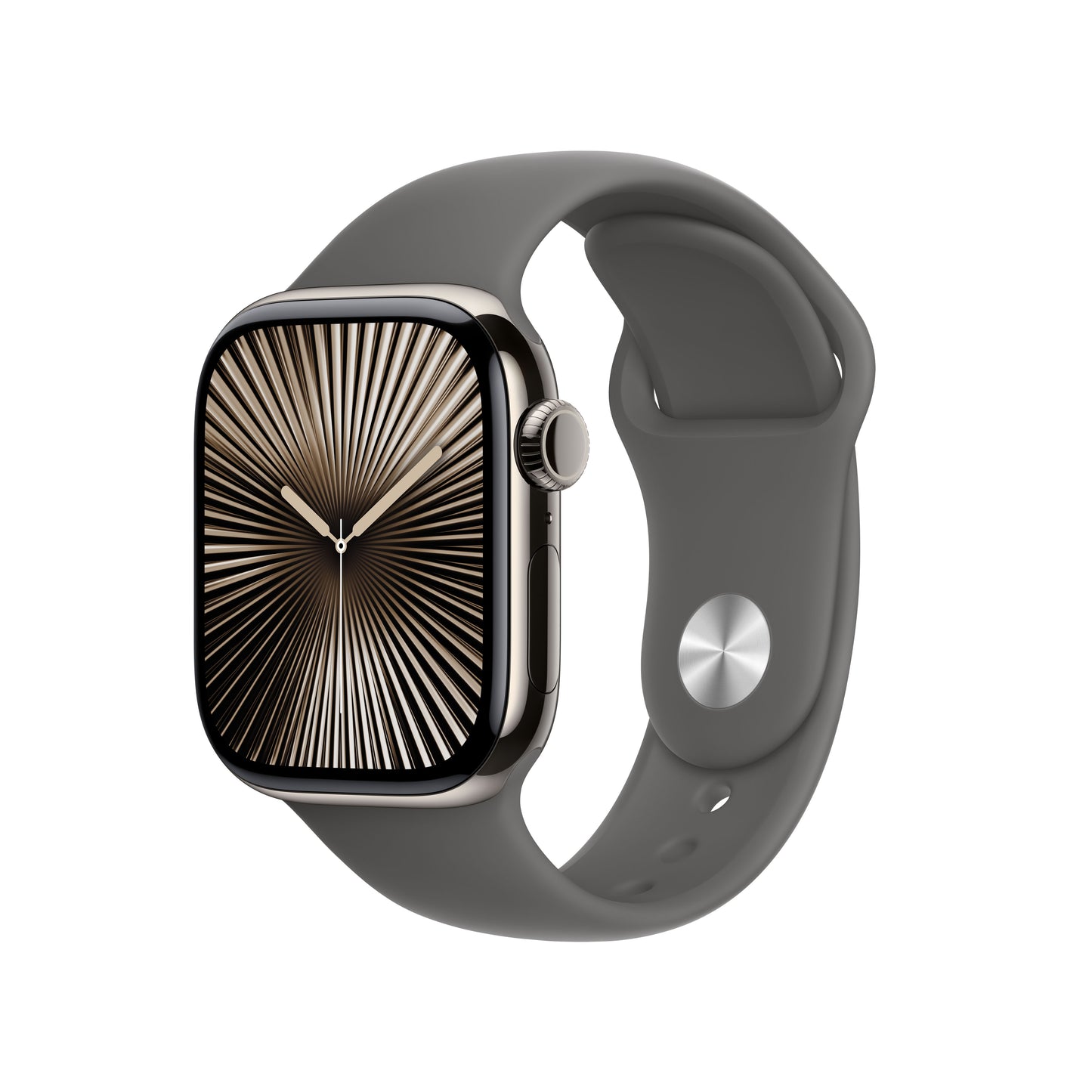 Apple Watch Series 10 GPS + Cellular, Titan natur, 42mm mit Sportarmband, steingrau - S/M