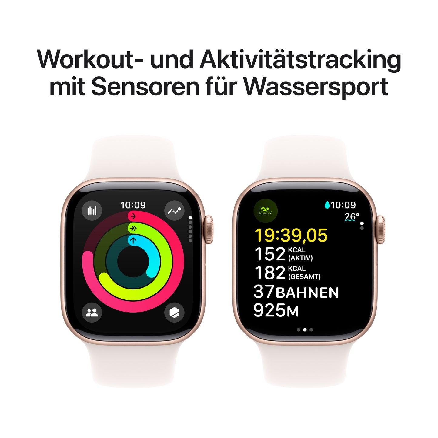Apple Watch Series 10 GPS + Cellular, Aluminium rosé, 42mm mit Sportarmband, hellrosa - S/M