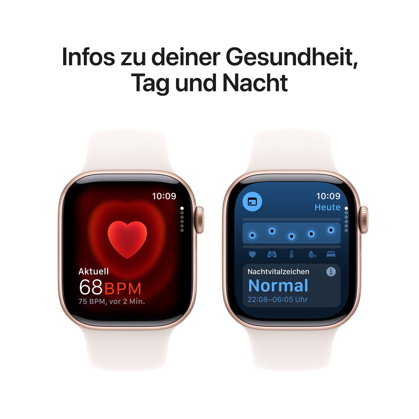 Apple Watch Series 10 GPS + Cellular, Aluminium rosé, 42mm mit Sportarmband, hellrosa - S/M