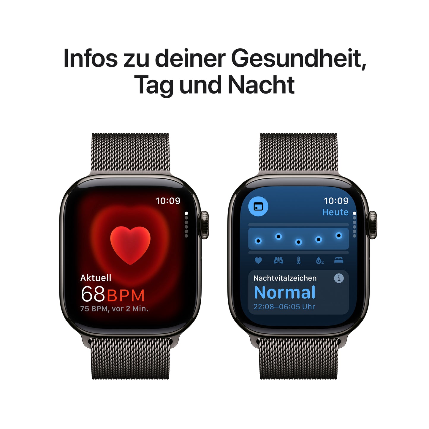 Apple Watch Series 10 GPS + Cellular, Titan schiefer, 42mm mit Milanaise-Armband, schiefer
