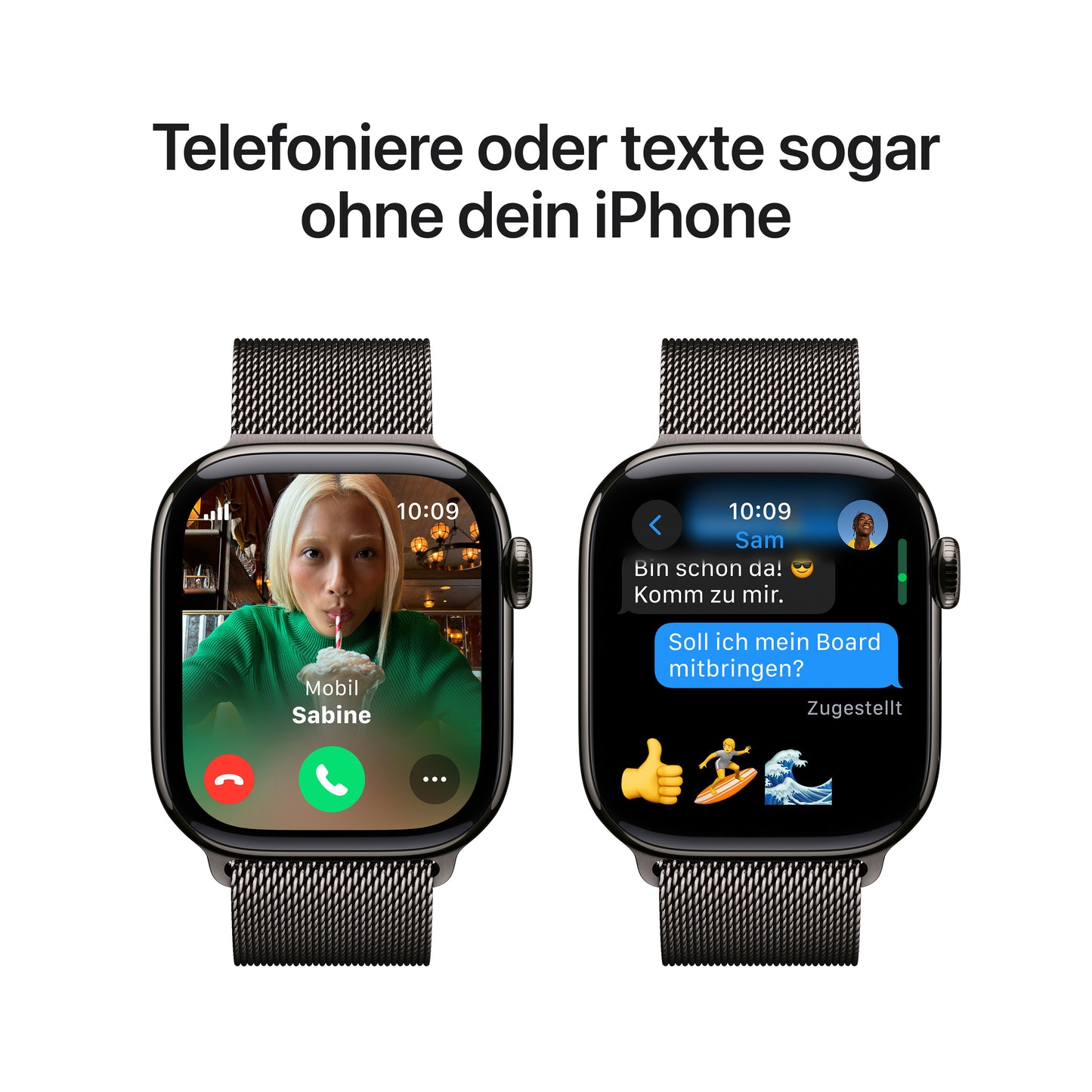 Apple Watch Series 10 GPS + Cellular, Titan schiefer, 42mm mit Milanaise-Armband, schiefer