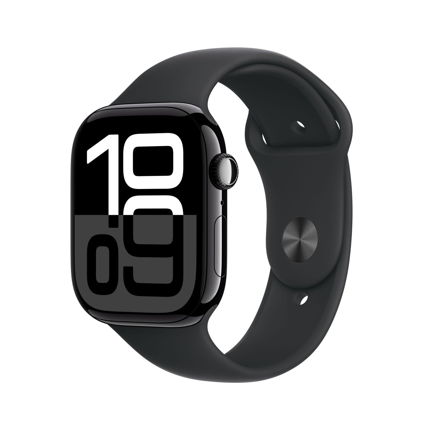Apple Watch Series 10 GPS, Aluminium diamantschwarz, 46mm mit Sportarmband, schwarz - S/M