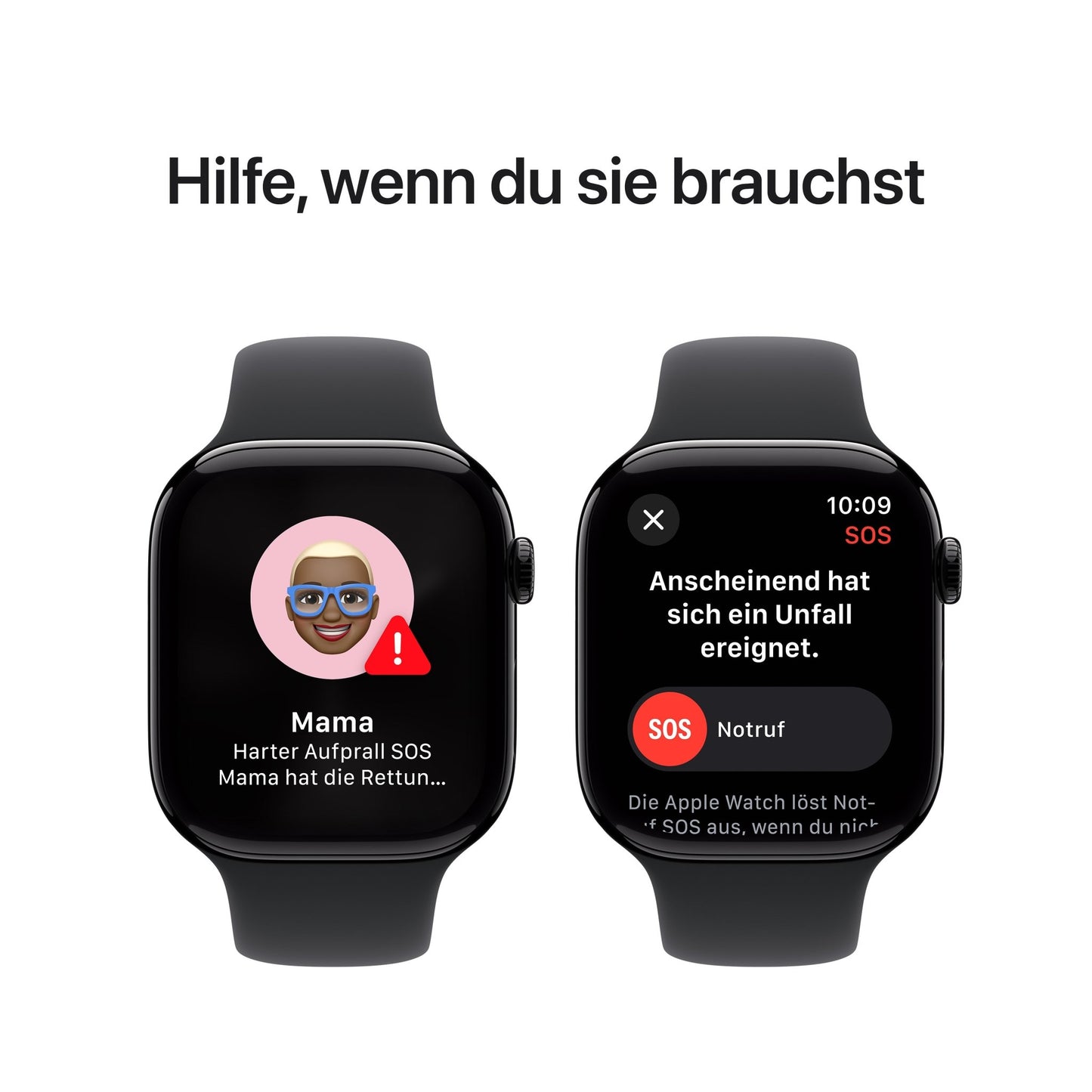 Apple Watch Series 10 GPS, Aluminium diamantschwarz, 46mm mit Sportarmband, schwarz - S/M