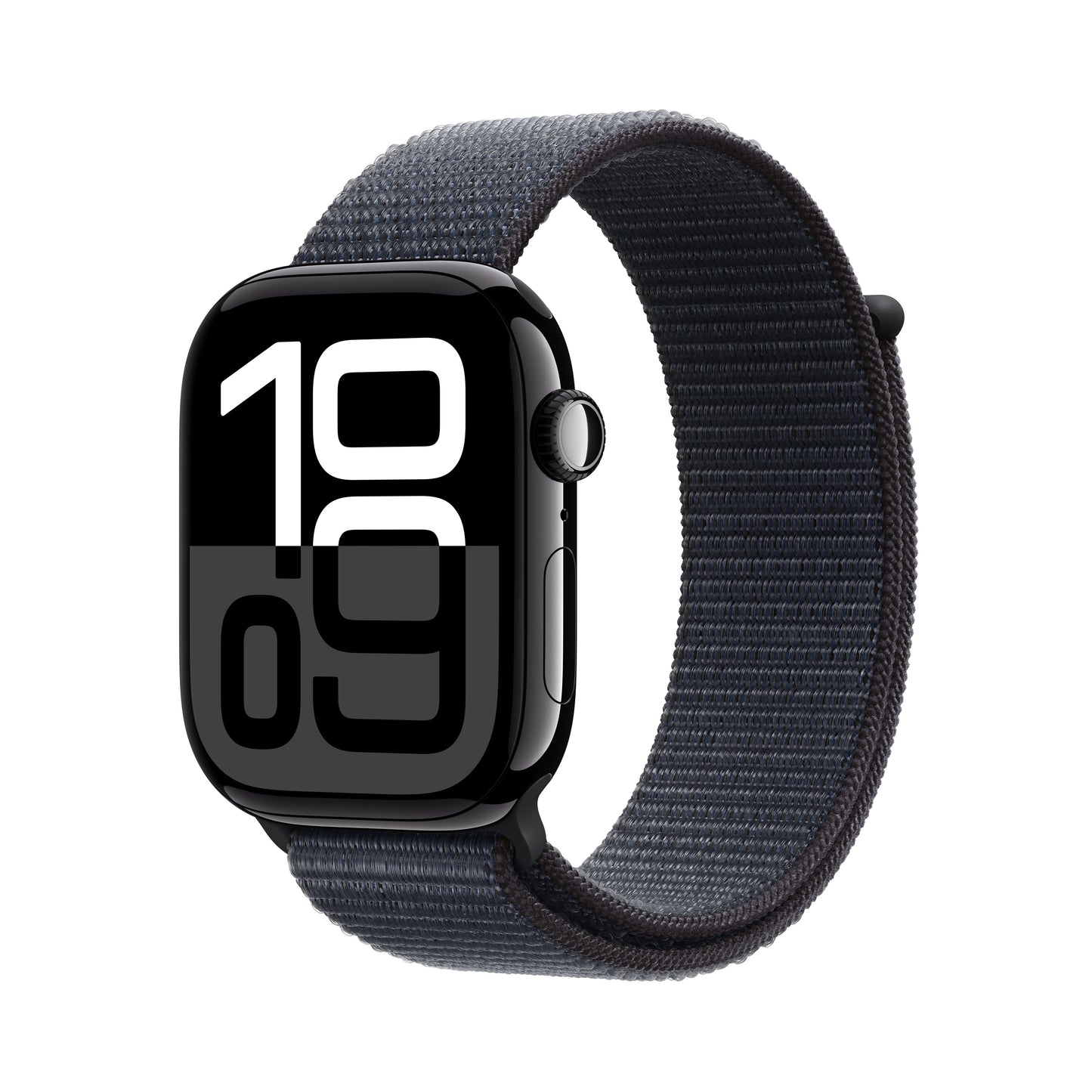 Apple Watch Series 10 GPS, Aluminium diamantschwarz, 46mm mit Sport-Loop, tinte
