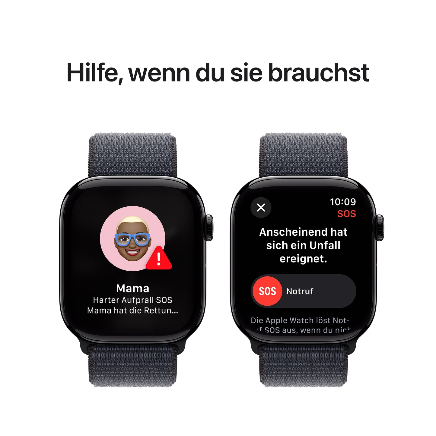 Apple Watch Series 10 GPS, Aluminium diamantschwarz, 46mm mit Sport-Loop, tinte
