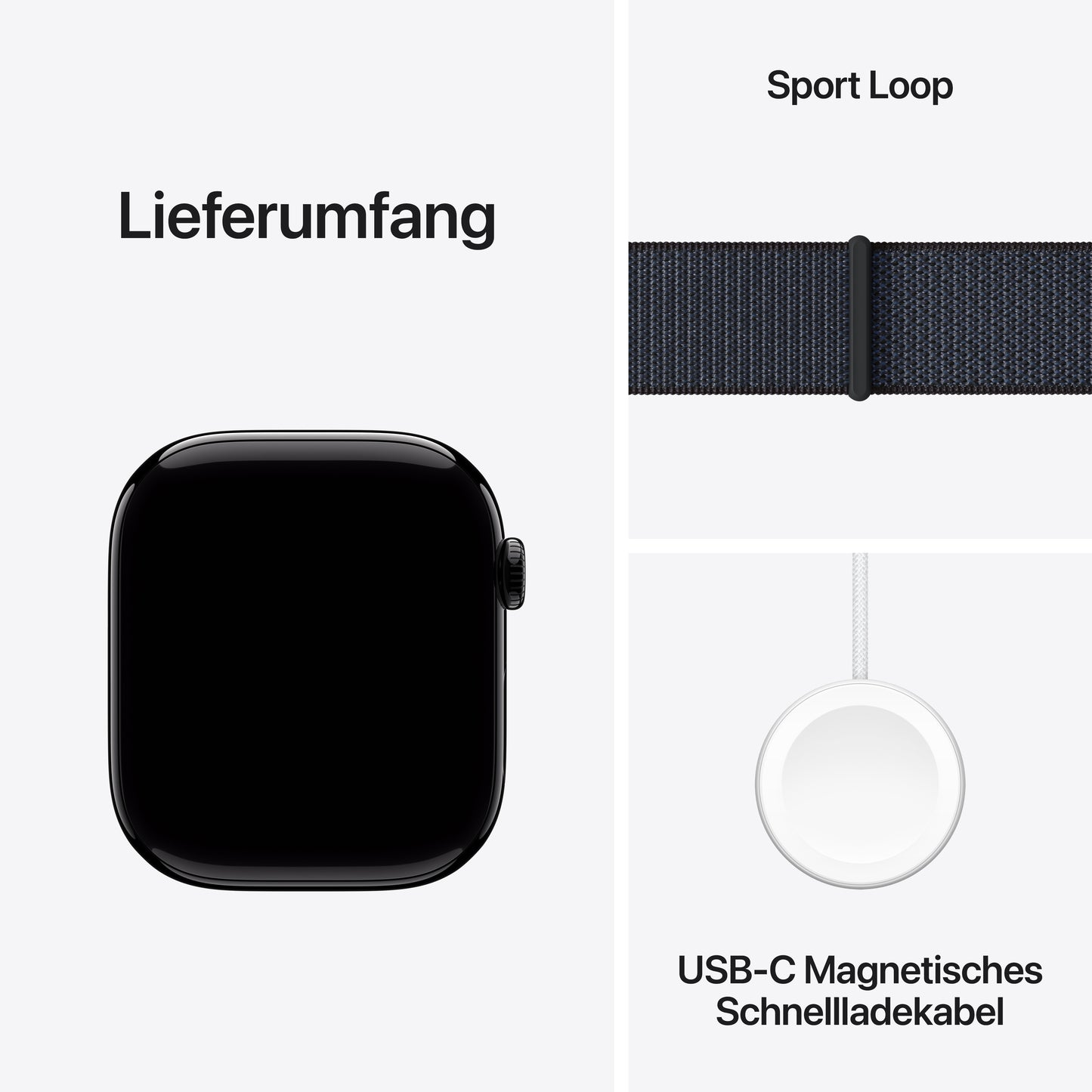 Apple Watch Series 10 GPS, Aluminium diamantschwarz, 46mm mit Sport-Loop, tinte