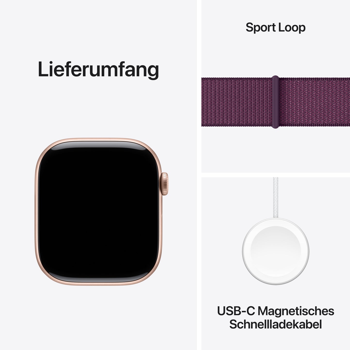 Apple Watch Series 10 GPS, Aluminium rosé, 46mm mit Sport-Loop, pflaume