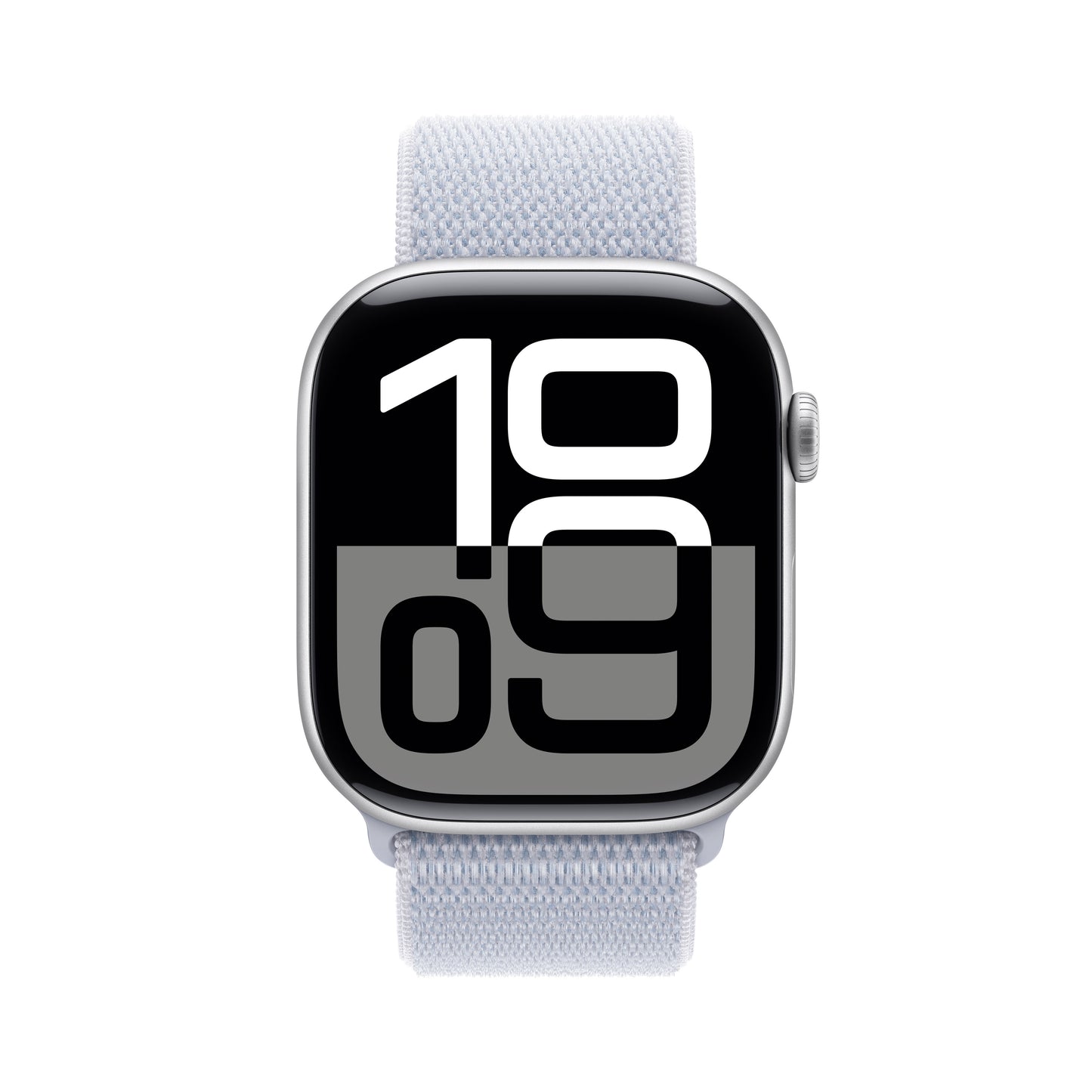 Apple Watch Series 10 GPS, Aluminium silber, 46mm mit Sport-Loop, wolkenblau
