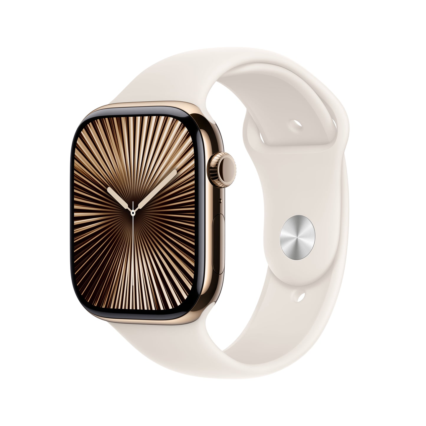 Apple Watch Series 10 GPS + Cellular, Titan gold, 46mm mit Sportarmband, polarstern - S/M