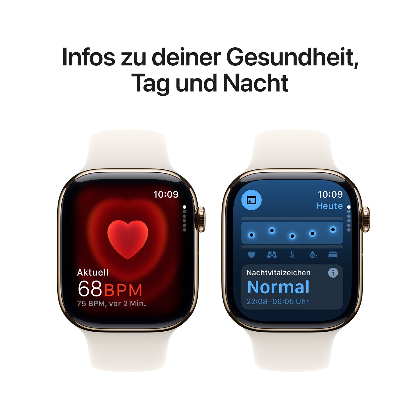Apple Watch Series 10 GPS + Cellular, Titan gold, 46mm mit Sportarmband, polarstern - S/M