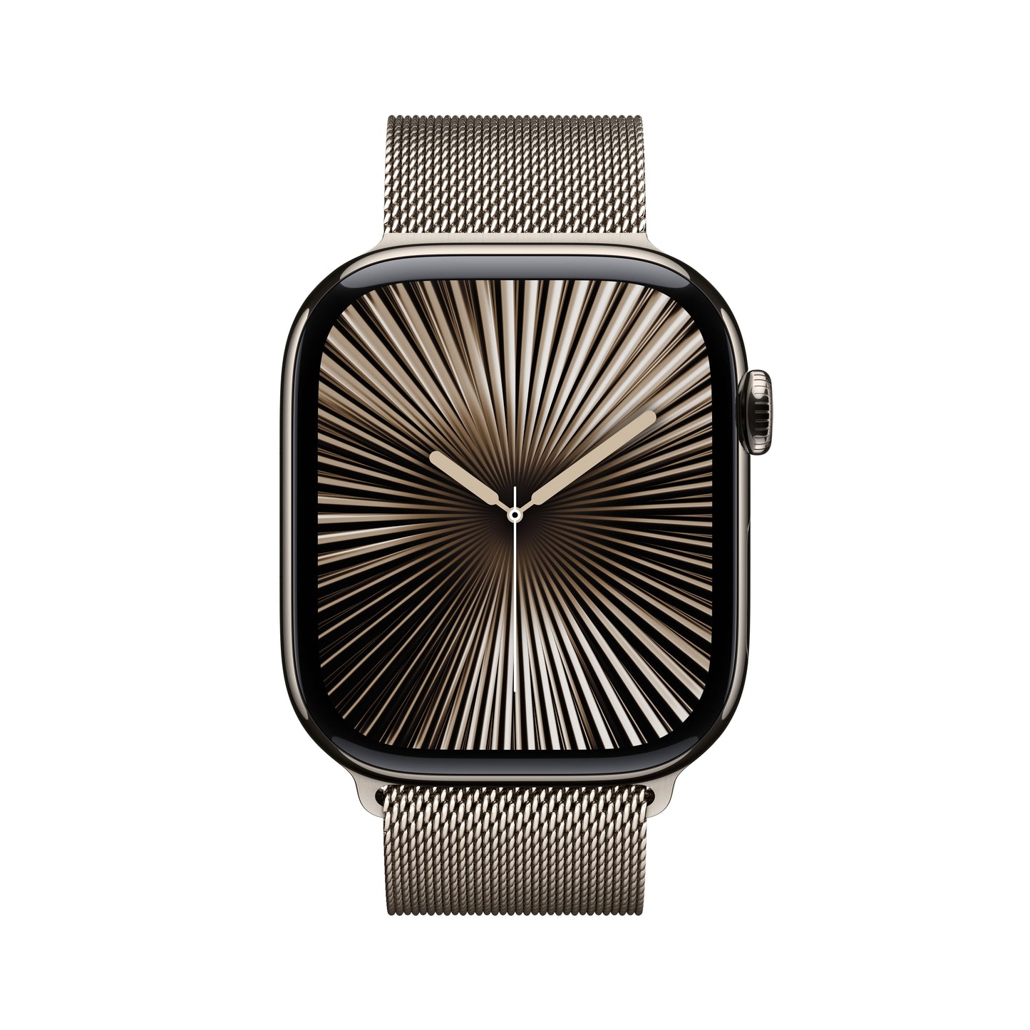 Apple Watch Series 10 GPS + Cellular, Titan natur, 46mm mit Milanaise-Armband, natur - S/M