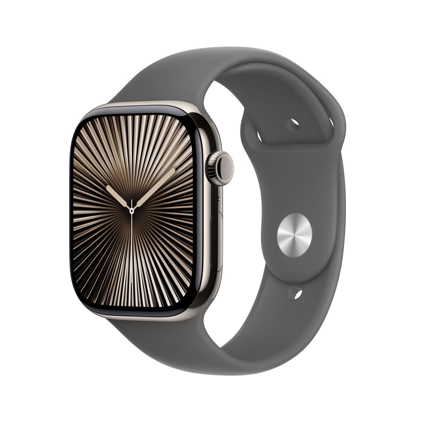 Apple Watch Series 10 GPS + Cellular, Titan natur, 46mm mit Sportarmband, steingrau - S/M