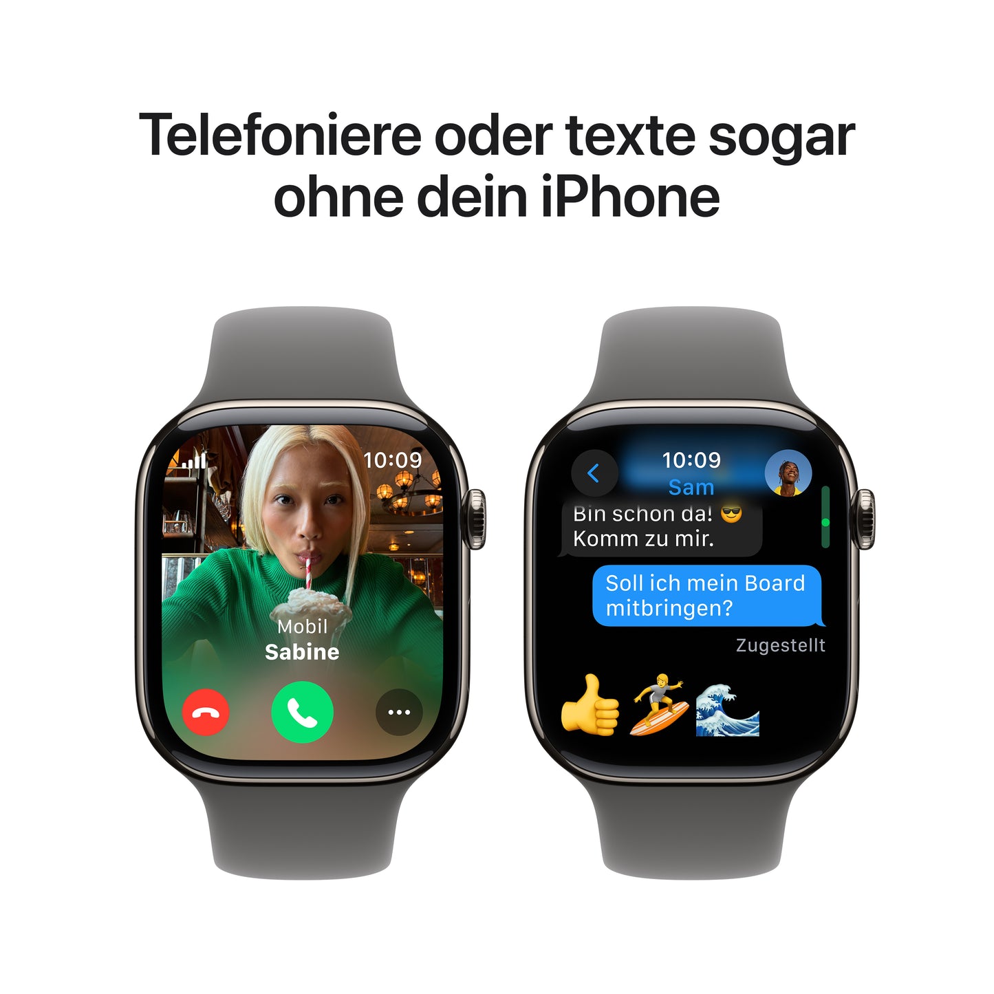 Apple Watch Series 10 GPS + Cellular, Titan natur, 46mm mit Sportarmband, steingrau - S/M