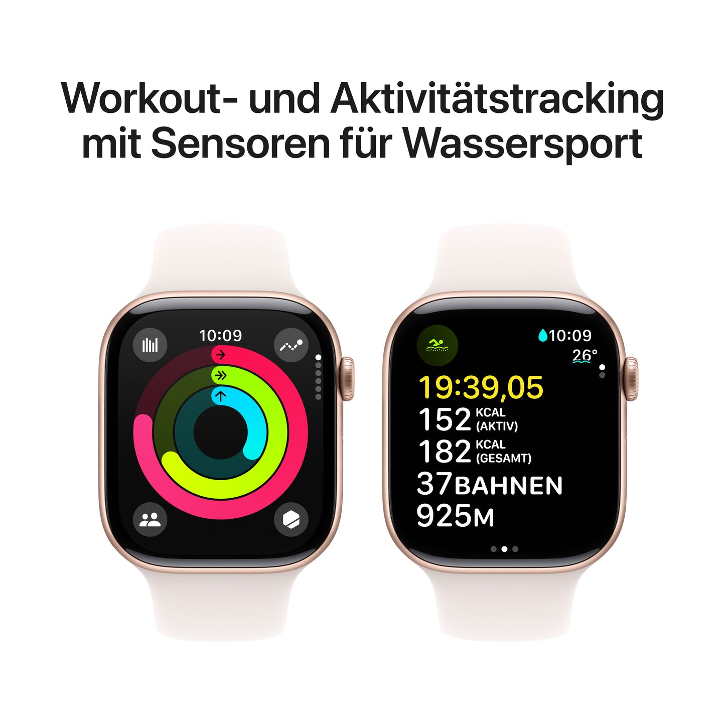 Apple Watch Series 10 GPS + Cellular, Aluminium rosé, 46mm mit Sportarmband, hellrosa - M/L