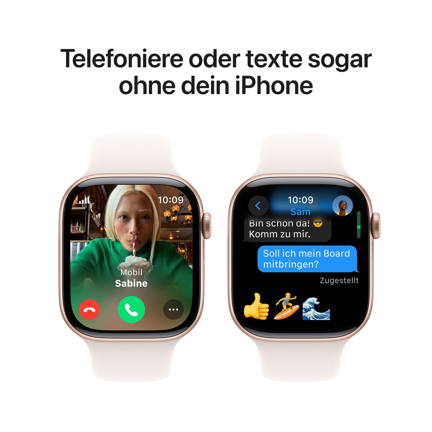 Apple Watch Series 10 GPS + Cellular, Aluminium rosé, 46mm mit Sportarmband, hellrosa - M/L