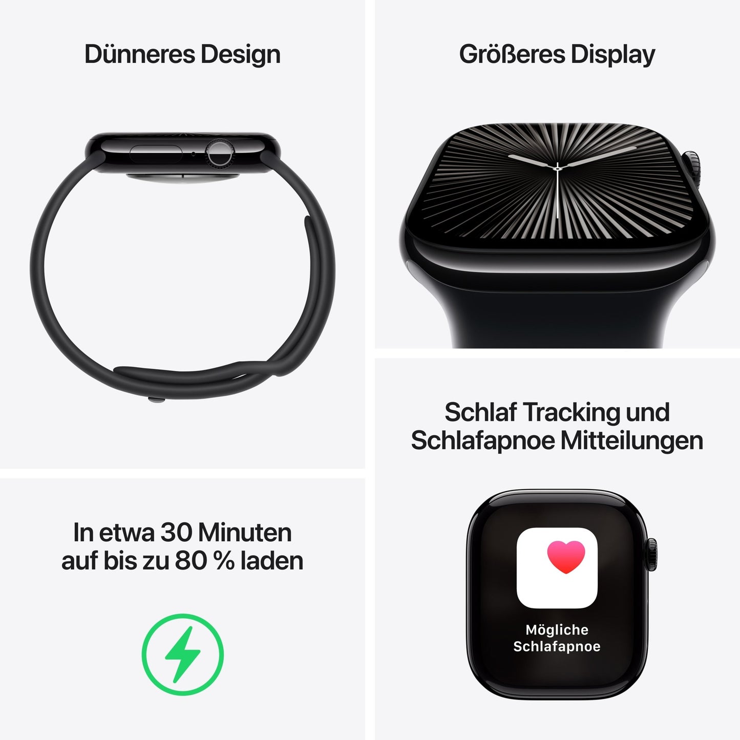 Apple Watch Series 10 GPS + Cellular, Aluminium silber, 46mm mit Sportarmband, denim - S/M