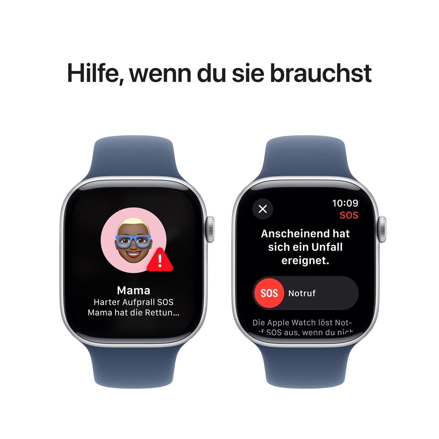 Apple Watch Series 10 GPS + Cellular, Aluminium silber, 46mm mit Sportarmband, denim - M/L
