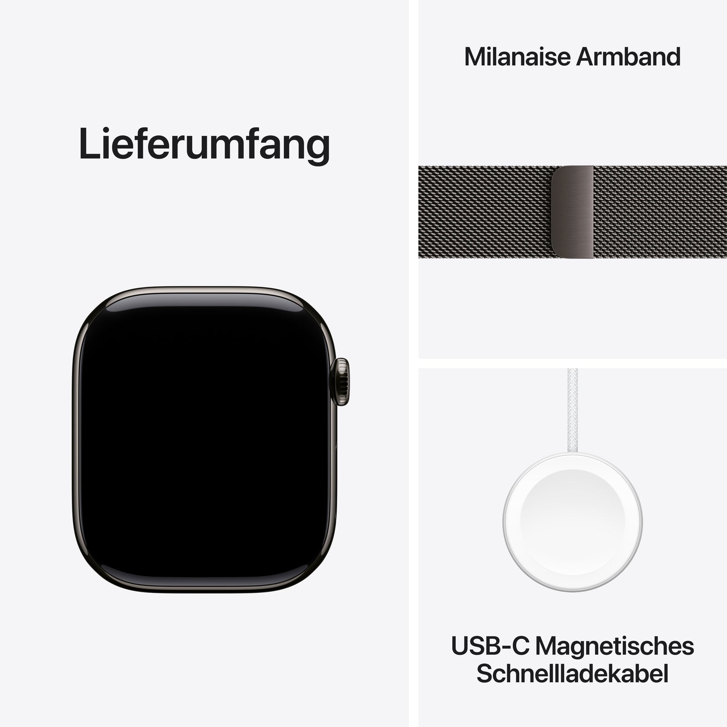 Apple Watch Series 10 GPS + Cellular, Titan schiefer, 46mm mit Milanaise-Armband, schiefer - M/L