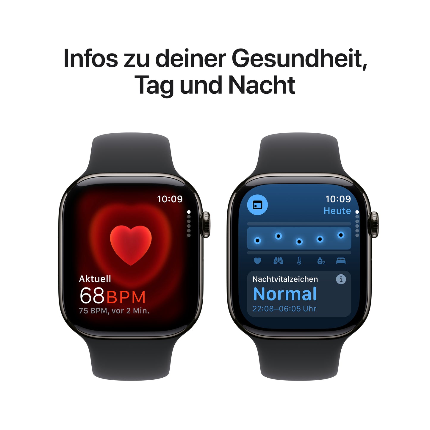Apple Watch Series 10 GPS + Cellular, Titan schiefer, 46mm mit Sportarmband, schwarz - S/M