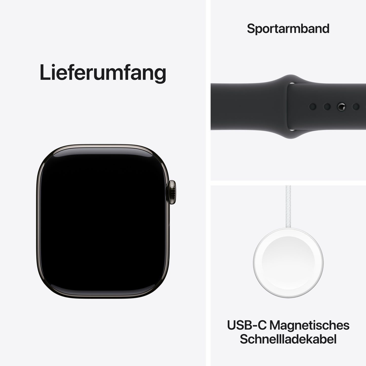 Apple Watch Series 10 GPS + Cellular, Titan schiefer, 46mm mit Sportarmband, schwarz - S/M