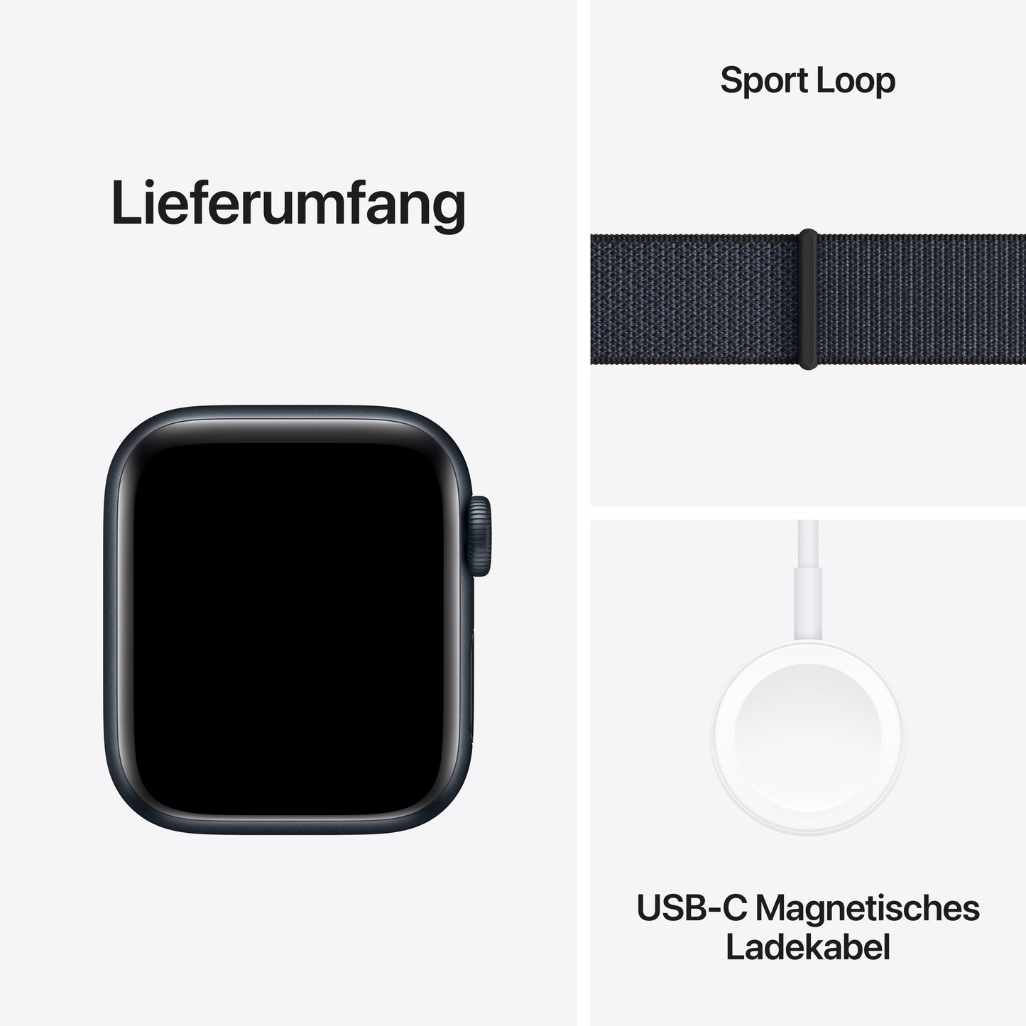 Apple Watch SE GPS, Aluminium mitternacht, 40mm mit Sport-Loop, tinte