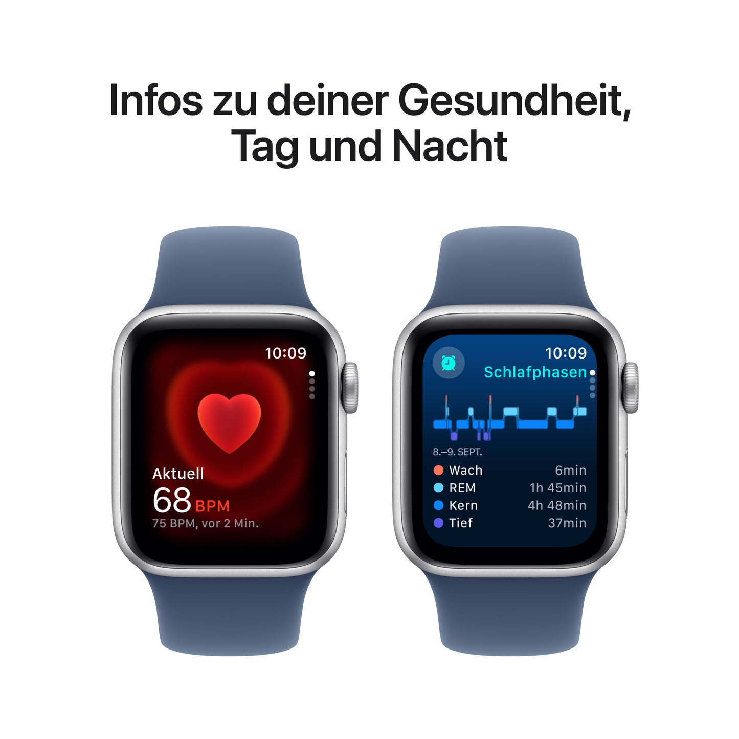 Apple Watch SE GPS, Aluminium silber, 40mm mit Sportarmband, denim - M/L