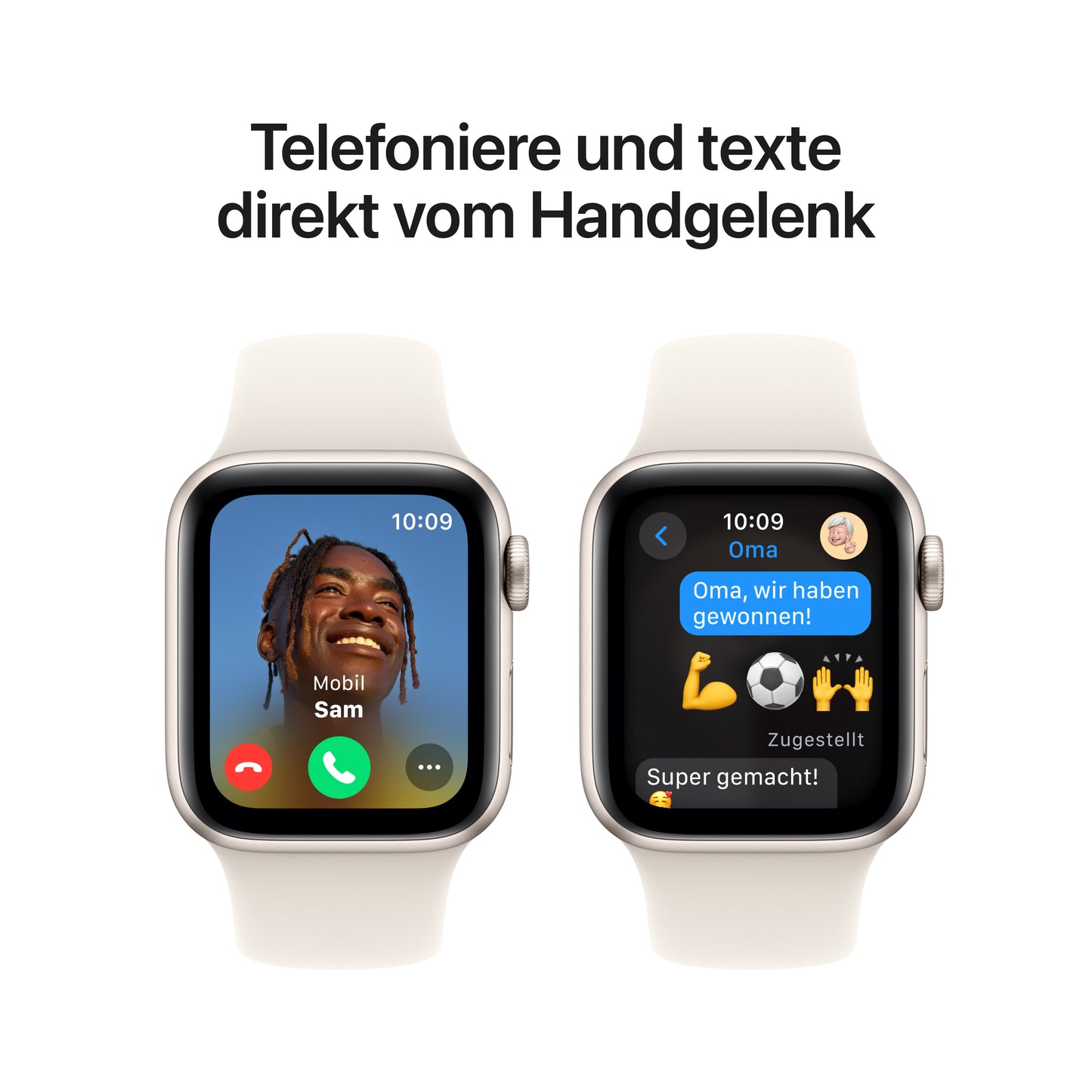 Apple Watch SE GPS, Aluminium polarstern, 40mm mit Sportarmband, polarstern - M/L