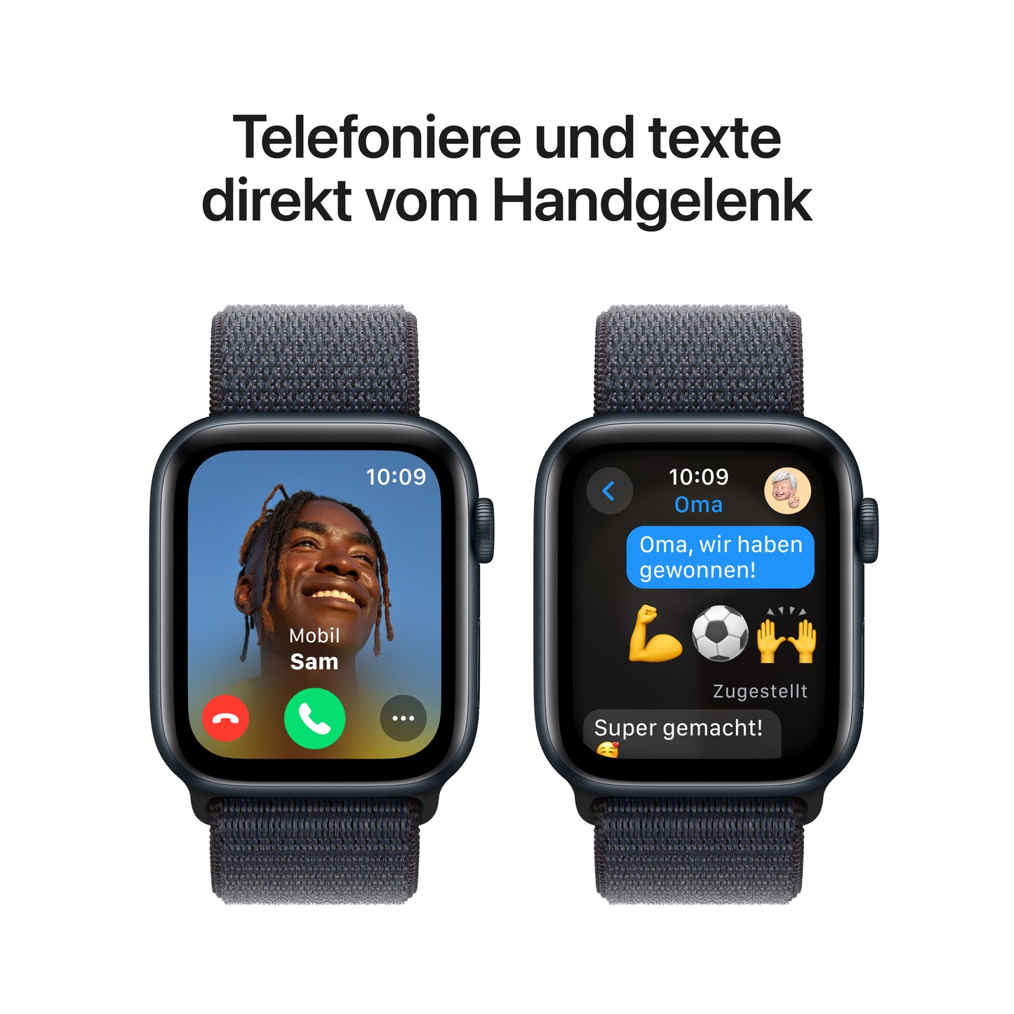 Apple Watch SE GPS, Aluminium mitternacht, 44mm mit Sport-Loop, tinte