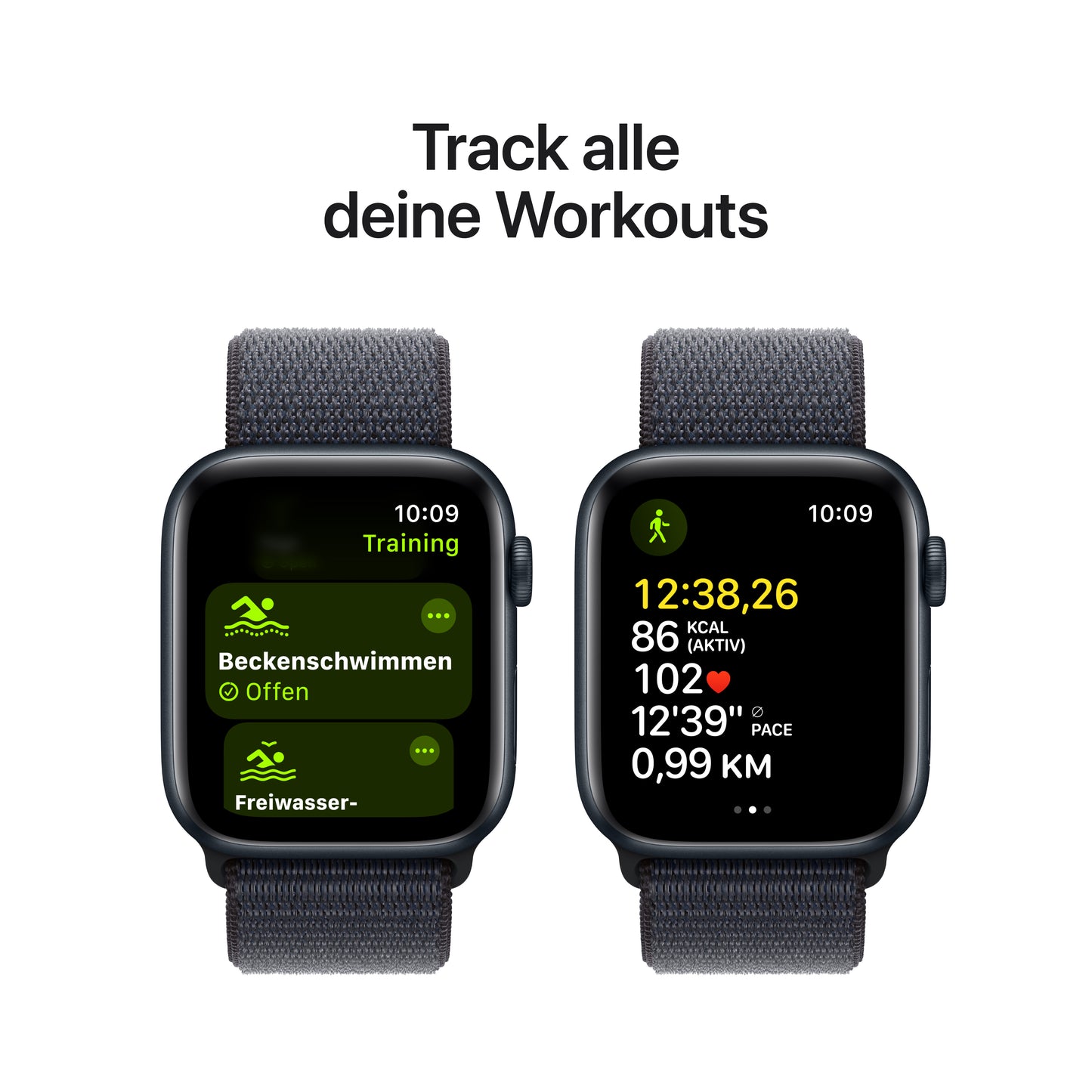 Apple Watch SE GPS, Aluminium mitternacht, 44mm mit Sport-Loop, tinte