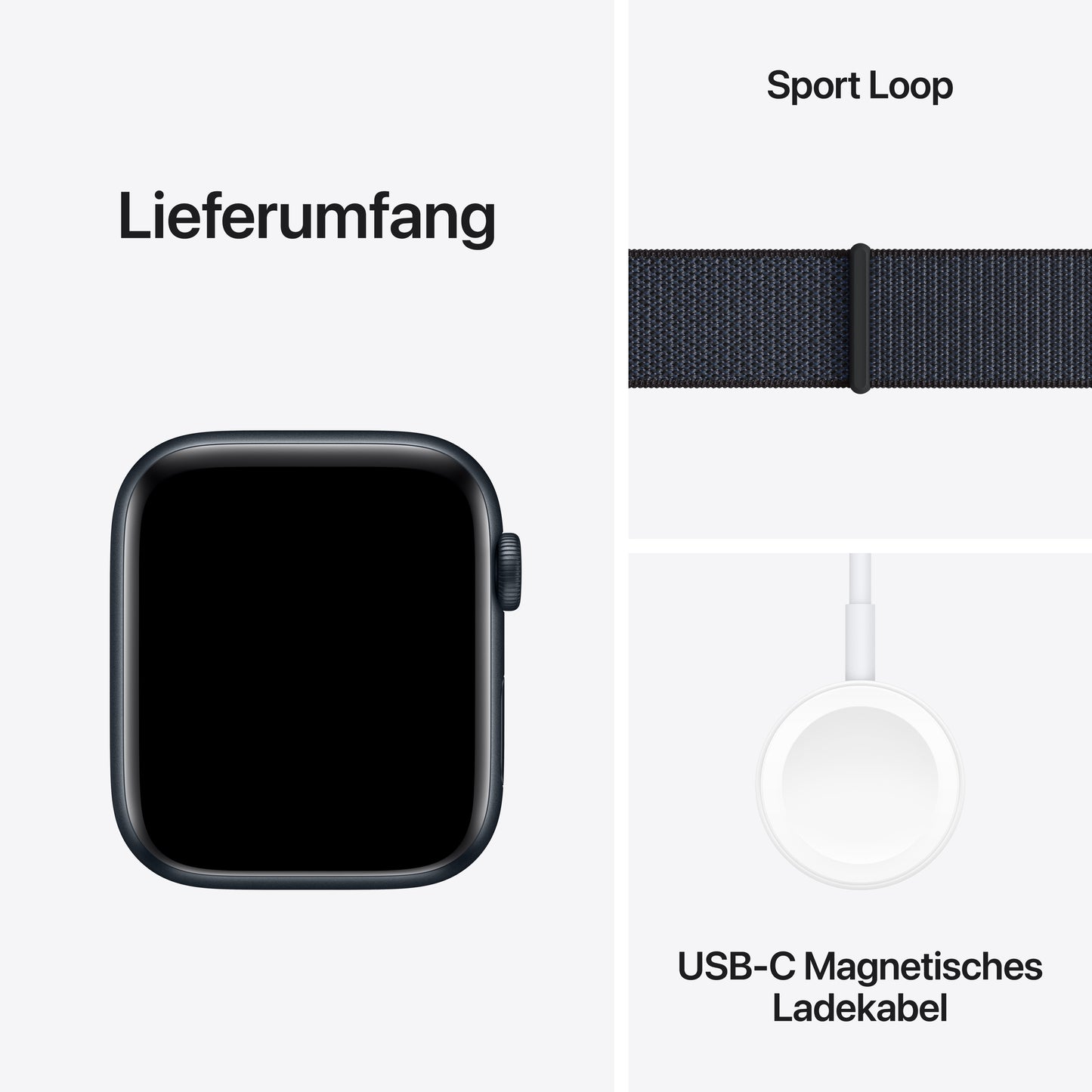 Apple Watch SE GPS, Aluminium mitternacht, 44mm mit Sport-Loop, tinte