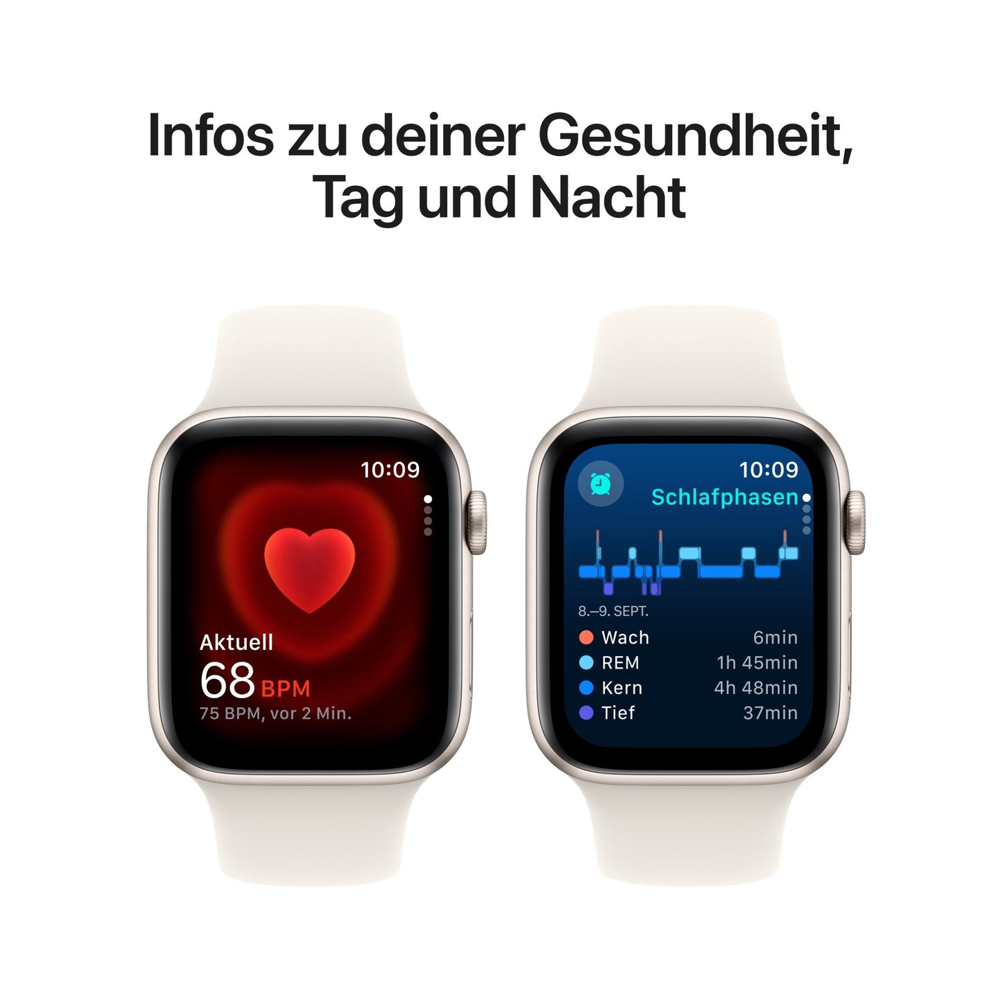 Apple Watch SE GPS, Aluminium polarstern, 44mm mit Sportarmband, polarstern - S/M