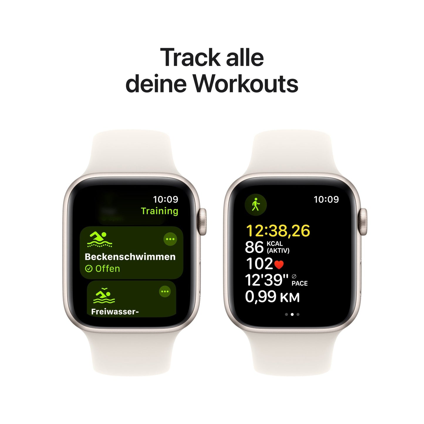 Apple Watch SE GPS, Aluminium polarstern, 44mm mit Sportarmband, polarstern - S/M