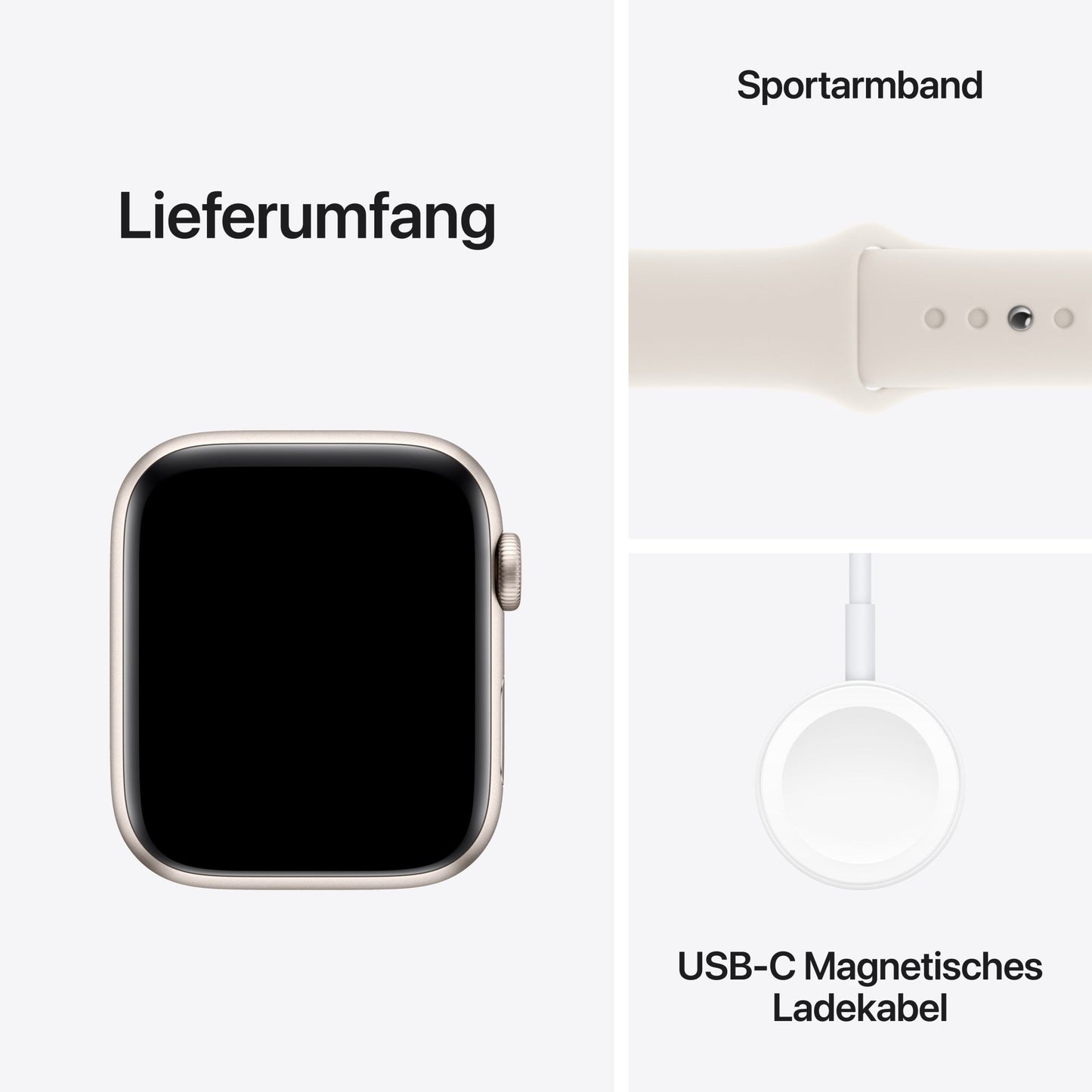 Apple Watch SE GPS, Aluminium polarstern, 44mm mit Sportarmband, polarstern - S/M