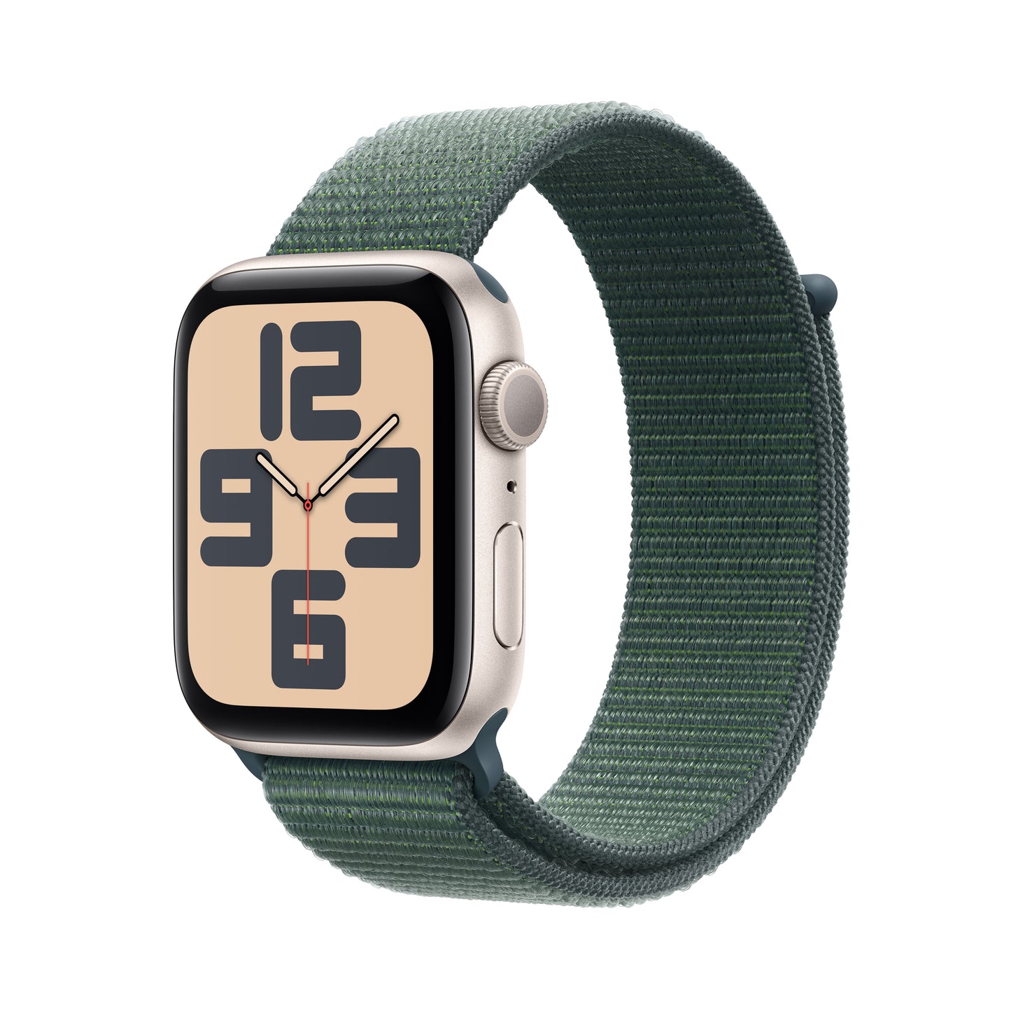 Apple Watch SE GPS, Aluminium polarstern, 44mm mit Sport-Loop, seegrün