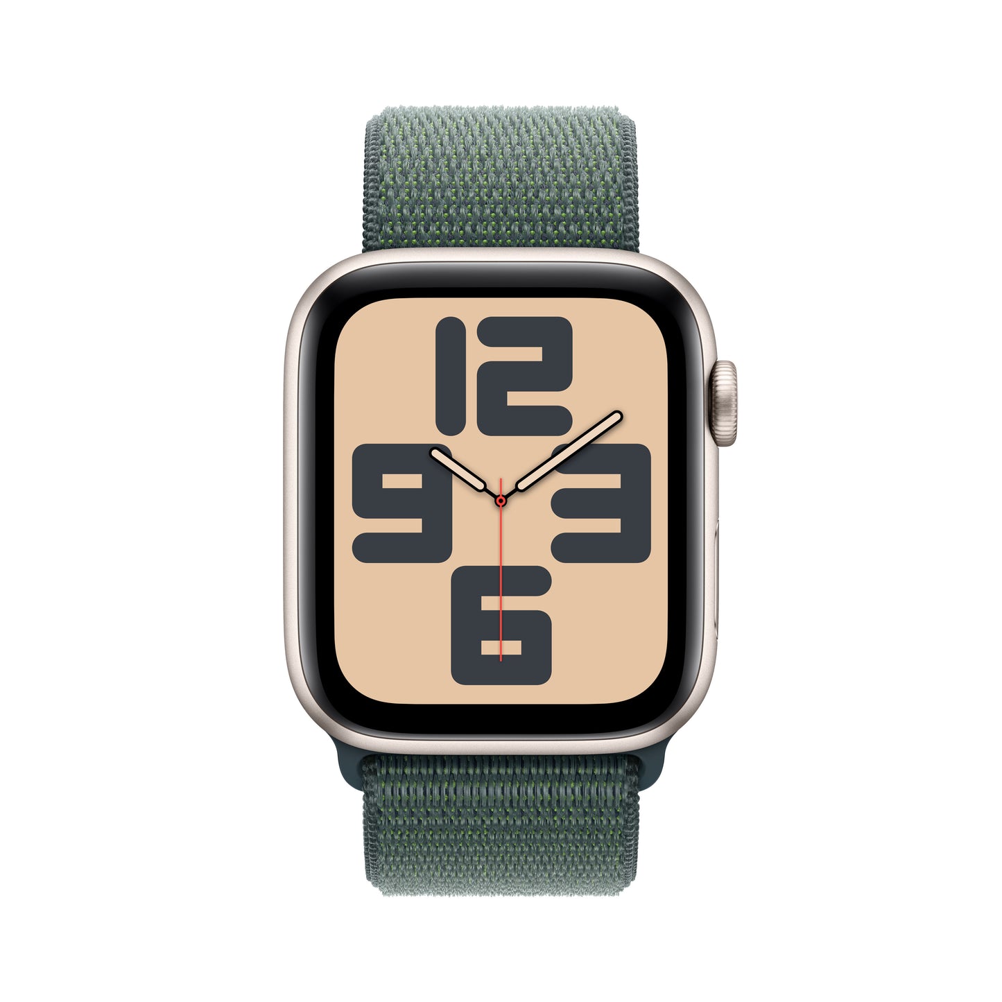 Apple Watch SE GPS, Aluminium polarstern, 44mm mit Sport-Loop, seegrün