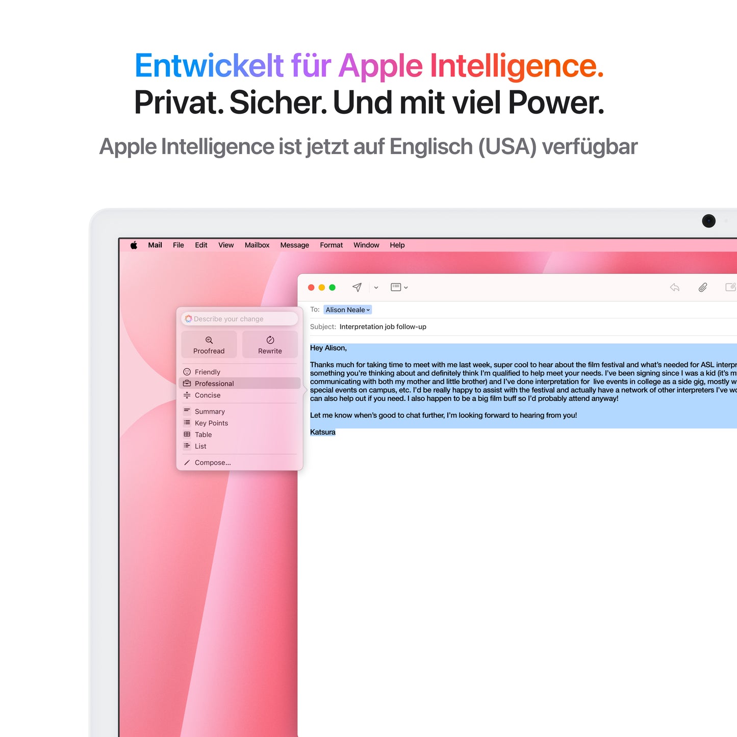 iMac 24 Zoll mit 4.5K Retina Display, M4 Chip 10-Core CPU und 10-Core GPU, 16GB, 512GB SSD, pink