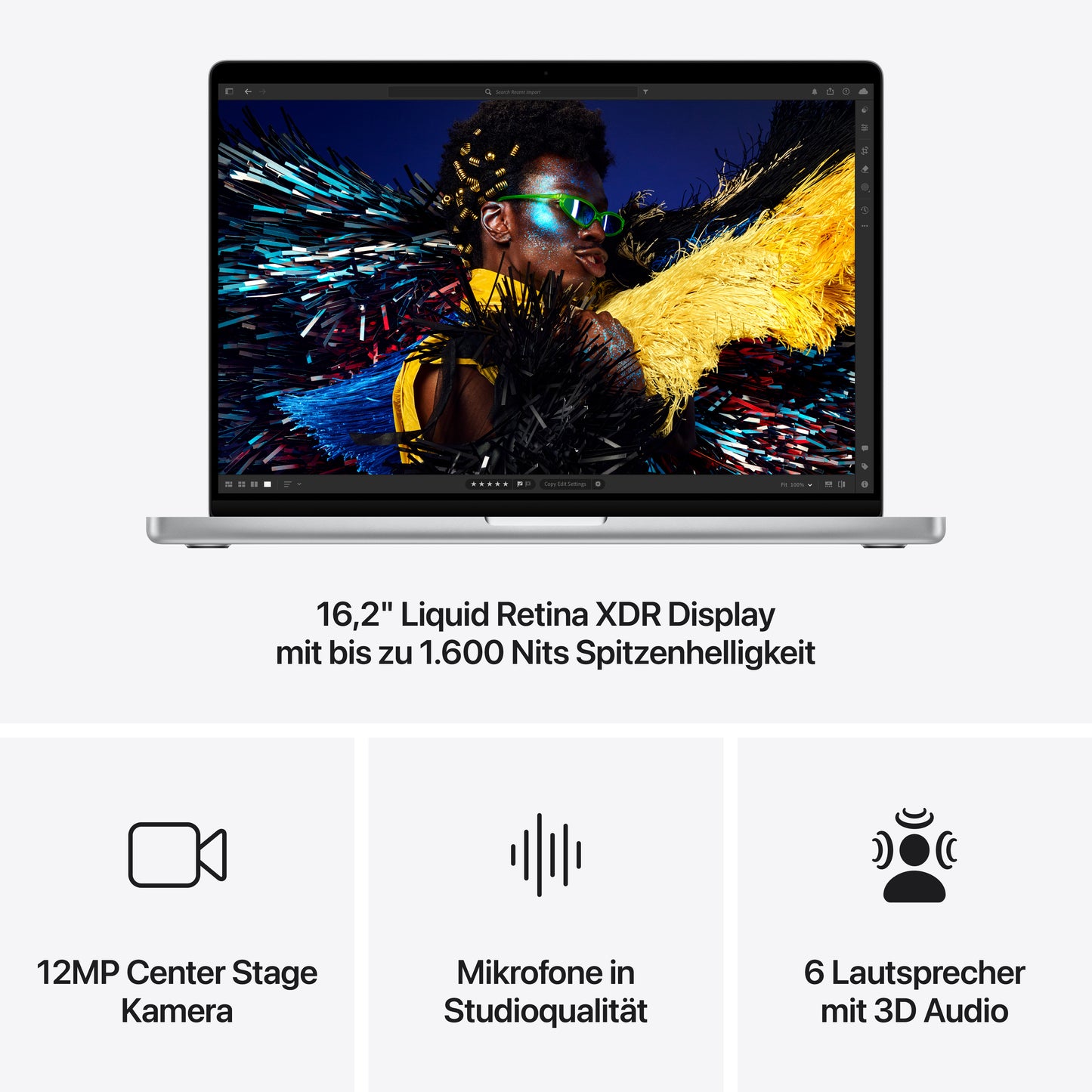 MacBook Pro 16 Zoll mit M4 Pro Chip, 14-Core CPU und 20-Core GPU, 48GB, 512GB SSD, silber